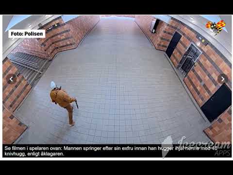 لقطات لحادث "رجل يعتدي على زوجته  بـ40 طعــــــنة في مدينة لينشوبينغ  السويدية