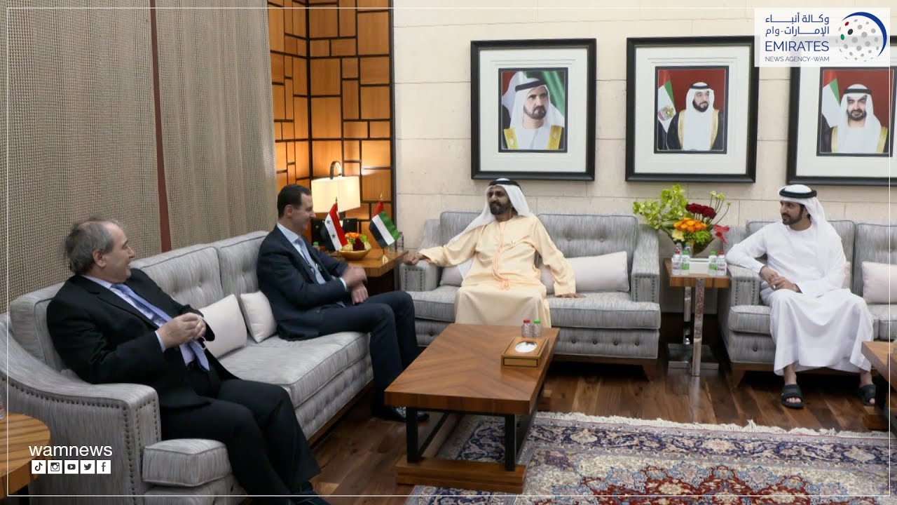 محمد بن راشد يستقبل الرئيس بشار الأسد