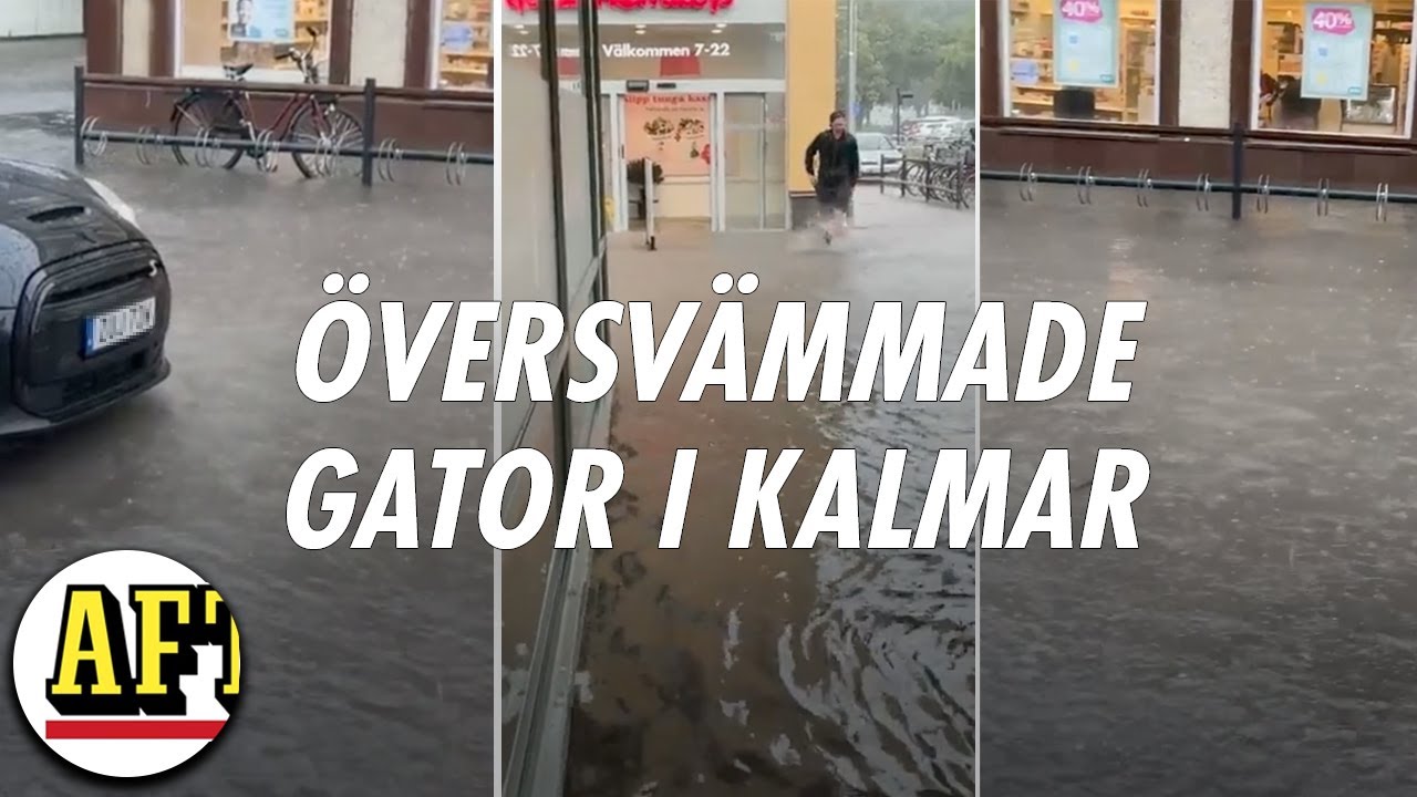 Gatorna översvämmade i Kalmar - se bilderna här