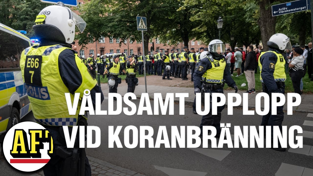 Två gripna efter våldsamt upplopp vid ny koranbränning