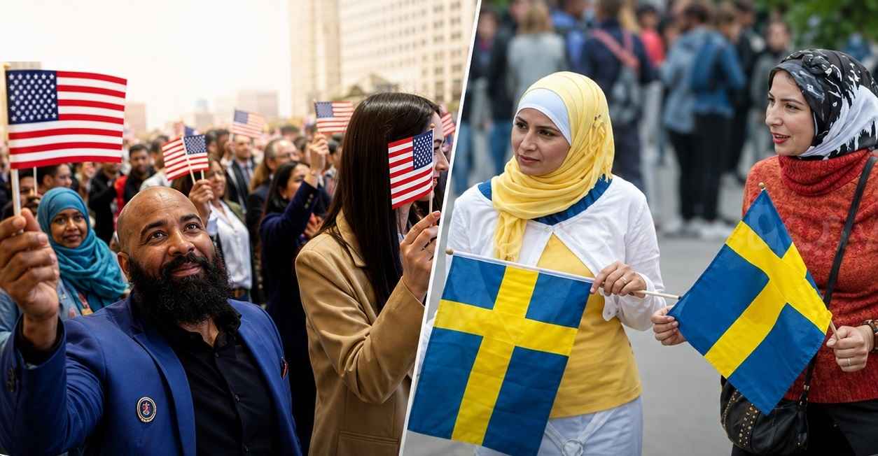 الفرق بين أن تكون مهاجر في السويد وبين أن تكون مهاجر في الولايات أمريكا 1 7 2
