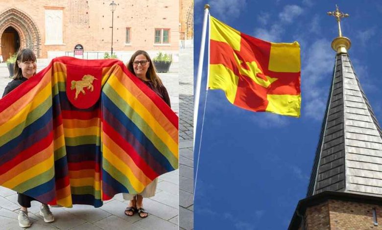 svenska kyrkan pride flagga 2
