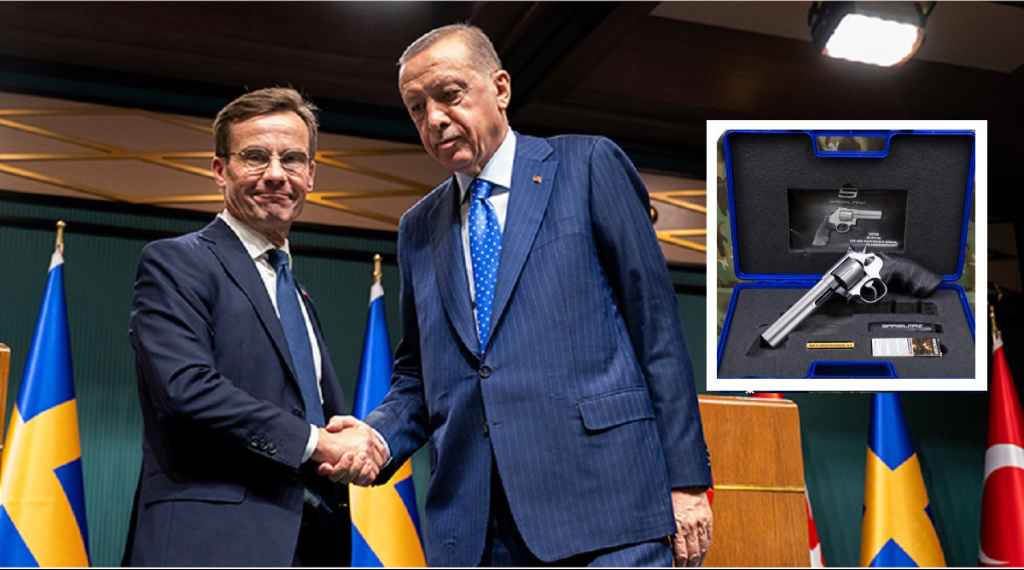 أردوغان يهدي كريسترشون مسدساً بالذخيرة منقوش عليه اسمه لا يمكن قبوله في السويد! 1 kristersson erdogan 1 1
